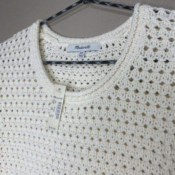 Madewell Pearl Ivory Austen Open-Stitch Chunky Knit Sweater XXS NWT - Picture 4 of 12